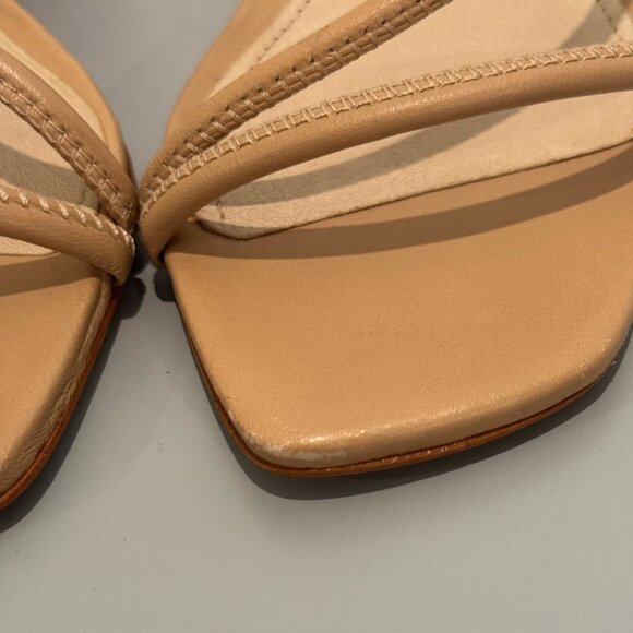 Schutz Nappa Leather Mid Heel Sandals - Chessie Mid - Nude Size 6.5 - Picture 14 of 14